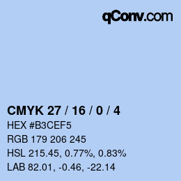 カラーコード: CMYK 27 / 16 / 0 / 4 | qconv.com