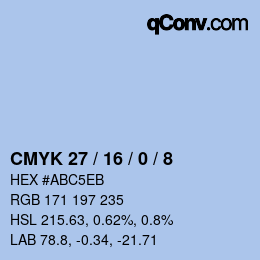 Farbcode: CMYK 27 / 16 / 0 / 8 | qconv.com