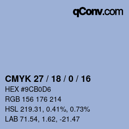 Color code: CMYK 27 / 18 / 0 / 16 | qconv.com