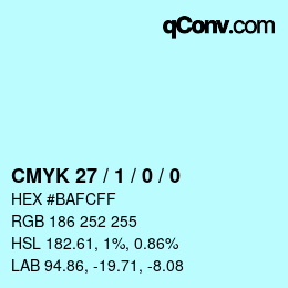 Color code: CMYK 27 / 1 / 0 / 0 | qconv.com