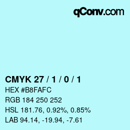 カラーコード: CMYK 27 / 1 / 0 / 1 | qconv.com