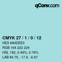 カラーコード: CMYK 27 / 1 / 0 / 12 | qconv.com