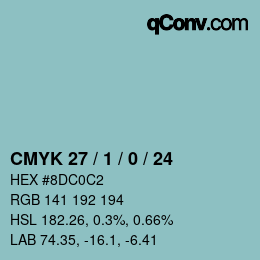 颜色代码: CMYK 27 / 1 / 0 / 24 | qconv.com