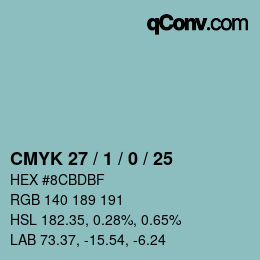 Color code: CMYK 27 / 1 / 0 / 25 | qconv.com