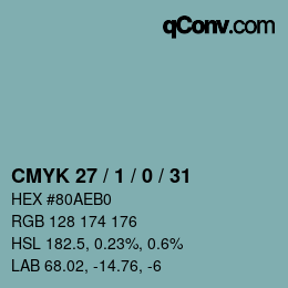 颜色代码: CMYK 27 / 1 / 0 / 31 | qconv.com