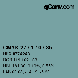 Color code: CMYK 27 / 1 / 0 / 36 | qconv.com