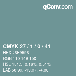 Color code: CMYK 27 / 1 / 0 / 41 | qconv.com