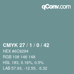Color code: CMYK 27 / 1 / 0 / 42 | qconv.com