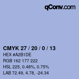 Color code: CMYK 27 / 20 / 0 / 13 | qconv.com