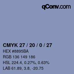 Color code: CMYK 27 / 20 / 0 / 27 | qconv.com