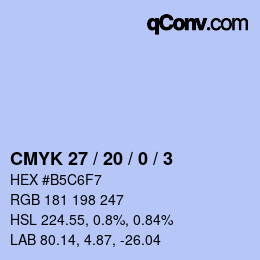 Color code: CMYK 27 / 20 / 0 / 3 | qconv.com