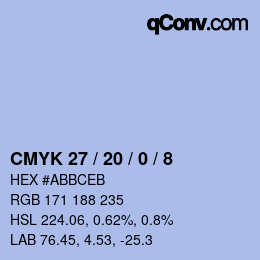 Color code: CMYK 27 / 20 / 0 / 8 | qconv.com