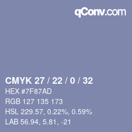 Código de color: CMYK 27 / 22 / 0 / 32 | qconv.com