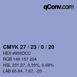 Color code: CMYK 27 / 23 / 0 / 20 | qconv.com