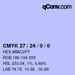 颜色代码: CMYK 27 / 24 / 0 / 0 | qconv.com