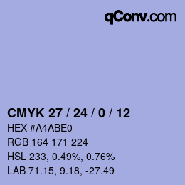 Color code: CMYK 27 / 24 / 0 / 12 | qconv.com