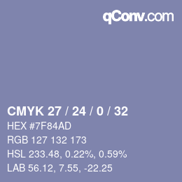 Color code: CMYK 27 / 24 / 0 / 32 | qconv.com