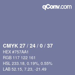 Color code: CMYK 27 / 24 / 0 / 37 | qconv.com