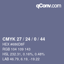 颜色代码: CMYK 27 / 24 / 0 / 44 | qconv.com