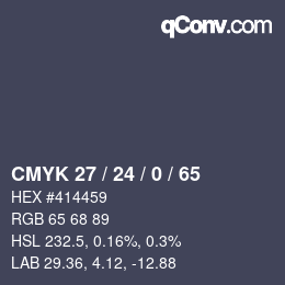 Color code: CMYK 27 / 24 / 0 / 65 | qconv.com