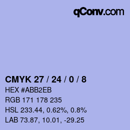 カラーコード: CMYK 27 / 24 / 0 / 8 | qconv.com