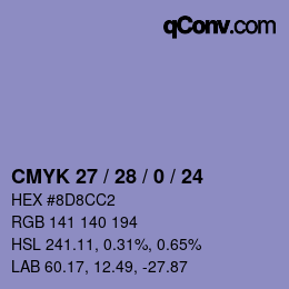 Color code: CMYK 27 / 28 / 0 / 24 | qconv.com