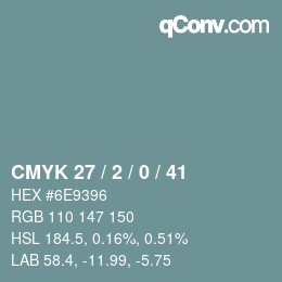 Farbcode: CMYK 27 / 2 / 0 / 41 | qconv.com