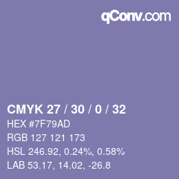 Farbcode: CMYK 27 / 30 / 0 / 32 | qconv.com