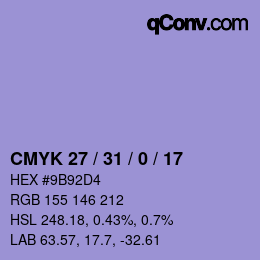 カラーコード: CMYK 27 / 31 / 0 / 17 | qconv.com