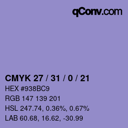 Farbcode: CMYK 27 / 31 / 0 / 21 | qconv.com