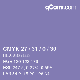 Color code: CMYK 27 / 31 / 0 / 30 | qconv.com