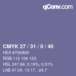 Farbcode: CMYK 27 / 31 / 0 / 40 | qconv.com