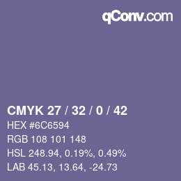 カラーコード: CMYK 27 / 32 / 0 / 42 | qconv.com