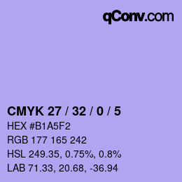 Color code: CMYK 27 / 32 / 0 / 5 | qconv.com