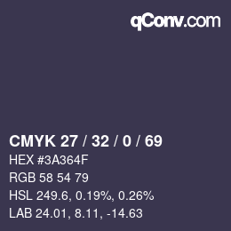 Farbcode: CMYK 27 / 32 / 0 / 69 | qconv.com