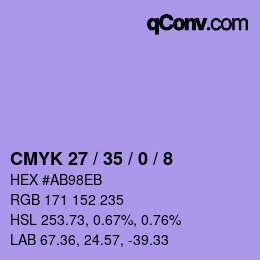 Color code: CMYK 27 / 35 / 0 / 8 | qconv.com