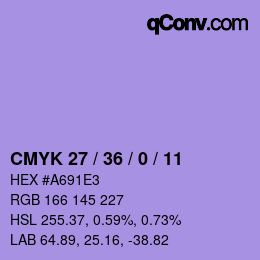 カラーコード: CMYK 27 / 36 / 0 / 11 | qconv.com