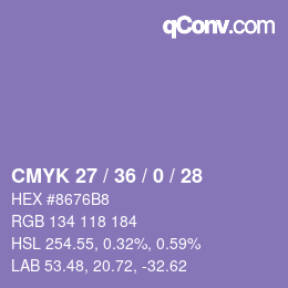 颜色代码: CMYK 27 / 36 / 0 / 28 | qconv.com