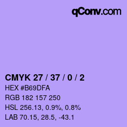 Color code: CMYK 27 / 37 / 0 / 2 | qconv.com