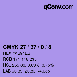 カラーコード: CMYK 27 / 37 / 0 / 8 | qconv.com