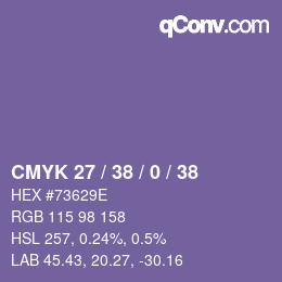 颜色代码: CMYK 27 / 38 / 0 / 38 | qconv.com