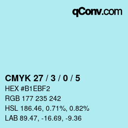 カラーコード: CMYK 27 / 3 / 0 / 5 | qconv.com