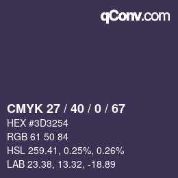 Color code: CMYK 27 / 40 / 0 / 67 | qconv.com