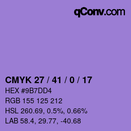 カラーコード: CMYK 27 / 41 / 0 / 17 | qconv.com