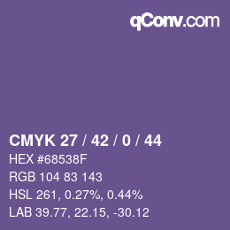 Color code: CMYK 27 / 42 / 0 / 44 | qconv.com