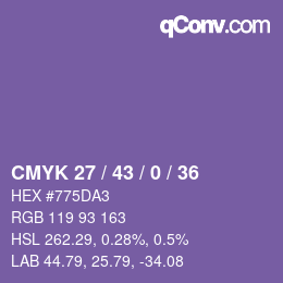 Color code: CMYK 27 / 43 / 0 / 36 | qconv.com