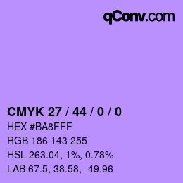 Color code: CMYK 27 / 44 / 0 / 0 | qconv.com
