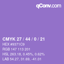カラーコード: CMYK 27 / 44 / 0 / 21 | qconv.com