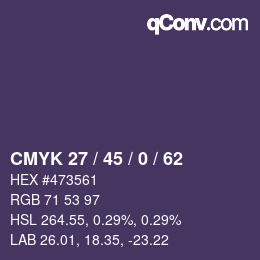 颜色代码: CMYK 27 / 45 / 0 / 62 | qconv.com