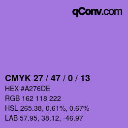 カラーコード: CMYK 27 / 47 / 0 / 13 | qconv.com